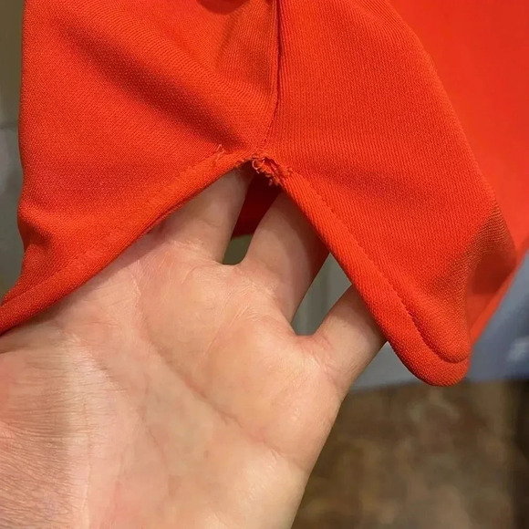 Lauren Ralph Lauren Red Shift Shirt Dress Short Cap Sleeve Size Small Flaw - Picture 2 of 9